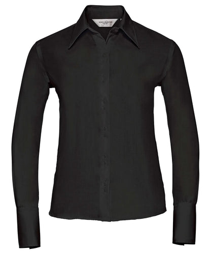 Russell Europe Womens long sleeve ultimate non iron shirt J956F - Black - Customisable Shirts
