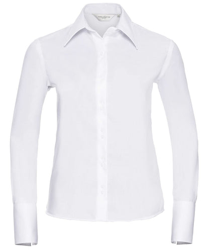 Russell Europe Womens long sleeve ultimate non iron shirt J956F - White - Customisable Shirts