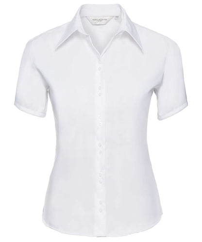 Russell Europe Womens short sleeve ultimate non iron shirt J957F - White - Customisable Shirts