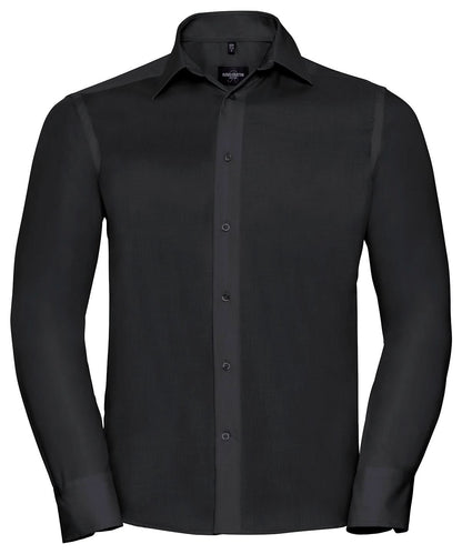 Russell Collection Long sleeve tailored ultimate non iron shirt J958M - Black - Customisable Shirts