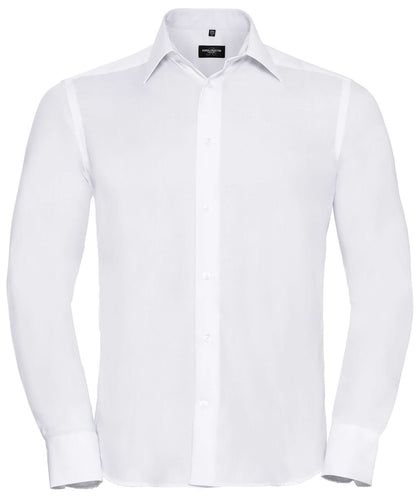 Russell Collection Long sleeve tailored ultimate non iron shirt J958M - White - Customisable Shirts
