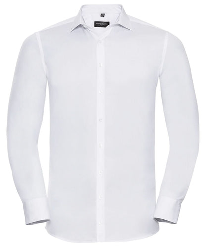 Russell Collection Long sleeve ultimate stretch shirt J960M - White - Customisable Shirts