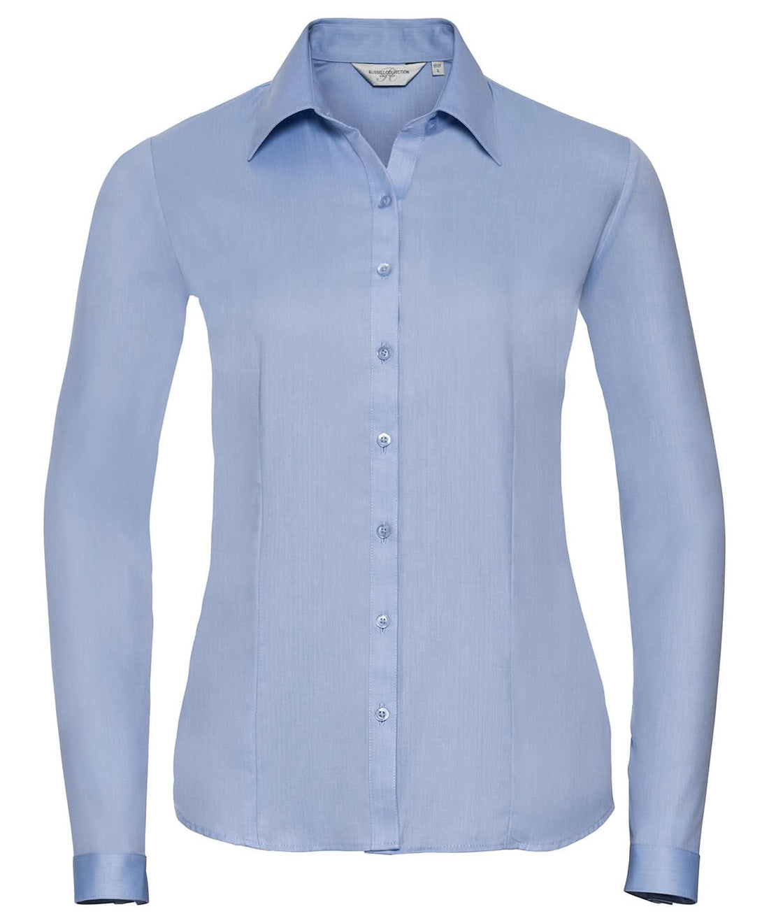Russell Collection Womens long sleeve herringbone shirt J962F - Light Blue - Customisable Shirts