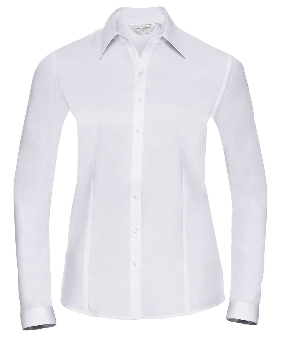 Russell Collection Womens long sleeve herringbone shirt J962F - White - Customisable Shirts