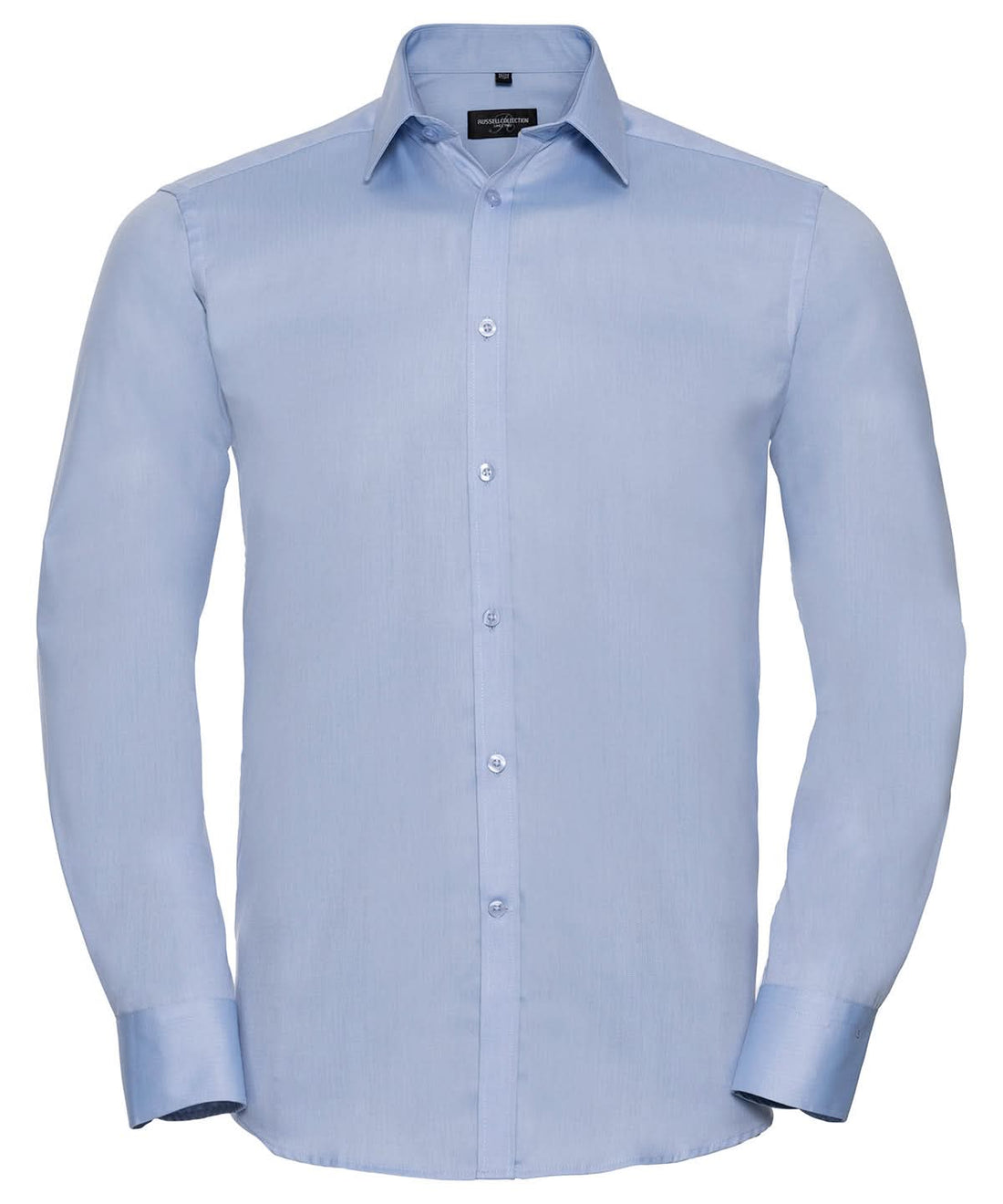 Russell Collection Long sleeve herringbone shirt J962M - Light Blue - Customisable Shirts