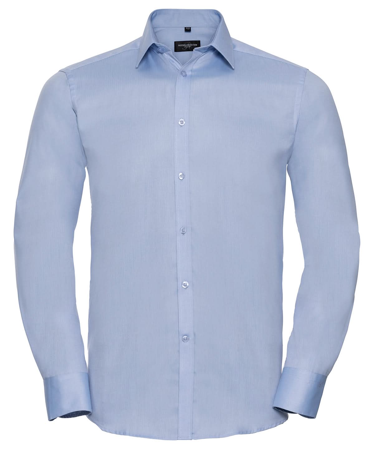 Russell Collection Long sleeve herringbone shirt J962M - Light Blue - Customisable Shirts