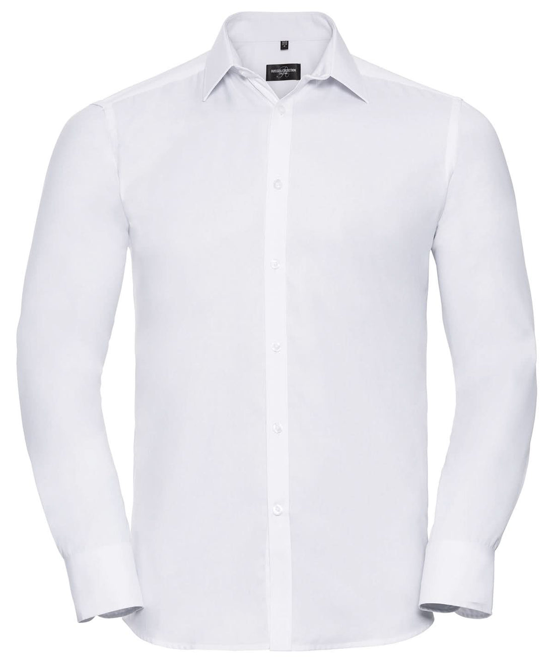 Russell Collection Long sleeve herringbone shirt J962M - White - Customisable Shirts