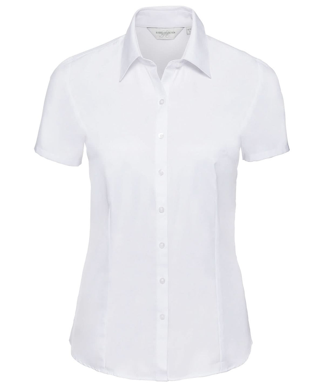Russell Collection Womens short sleeve herringbone shirt J963F - White - Customisable Shirts