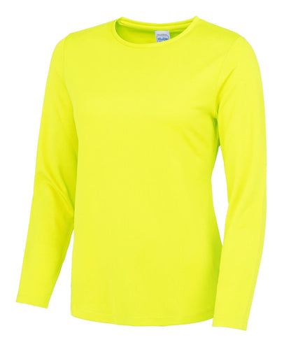 AWDis Just Cool Womens long sleeve cool T JC012 - Electric Yellow - Customisable T-Shirts