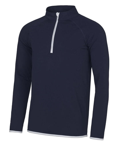 AWDis Just Cool Cool zip sweatshirt JC031 - French Navy Arctic White - Customisable Sweatshirts