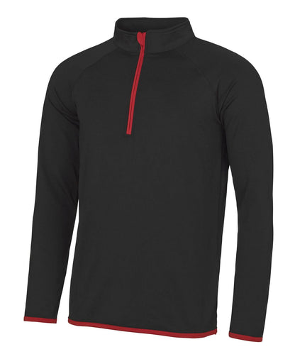 AWDis Just Cool Cool zip sweatshirt JC031 - Jet Black Fire Red - Customisable Sweatshirts