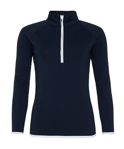 AWDis Just Cool Womens cool zip sweatshirt JC036 - French Navy Arctic White - Customisable Sweatshirts