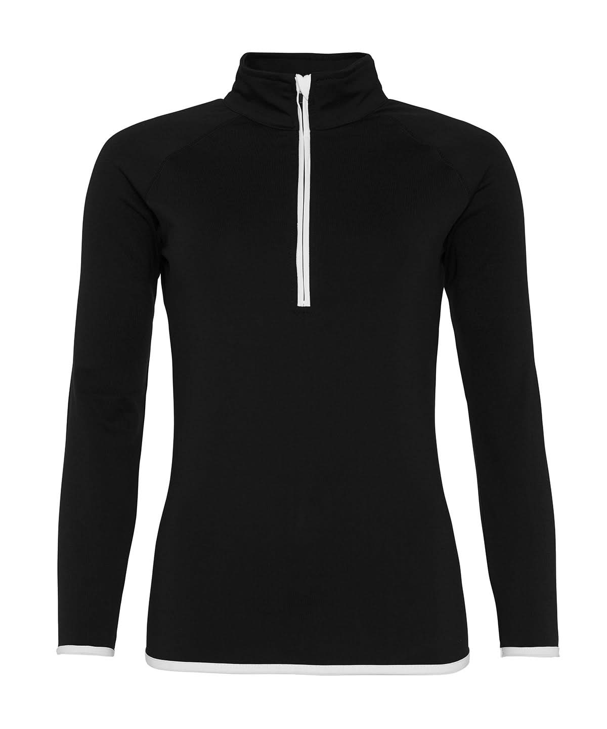AWDis Just Cool Womens cool zip sweatshirt JC036 - Jet Black Arctic White - Customisable Sweatshirts