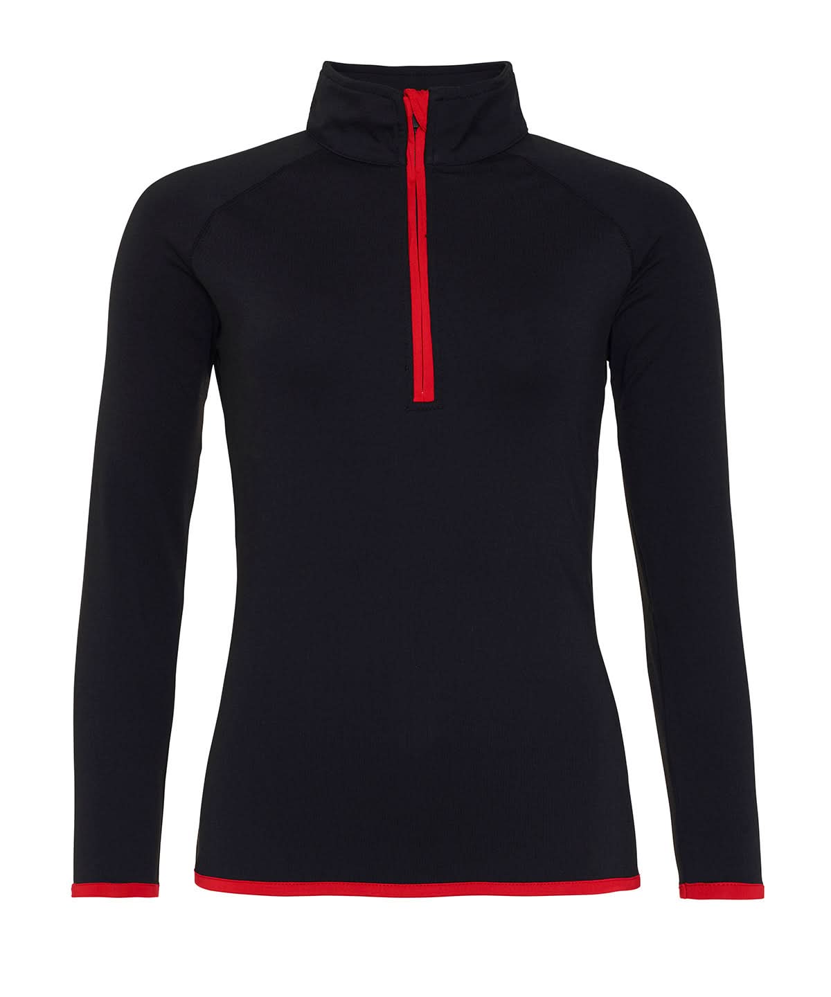 AWDis Just Cool Womens cool zip sweatshirt JC036 - Jet Black Fire Red - Customisable Sweatshirts