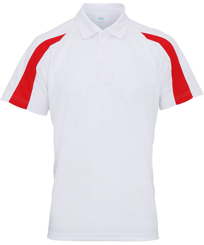 AWDis Just Cool Contrast cool polo JC043 - Arctic White Fire Red - Customisable Polos