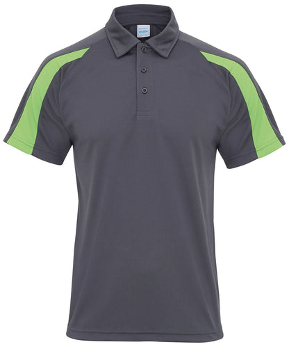 AWDis Just Cool Contrast cool polo JC043 - Charcoal Lime Green - Customisable Polos