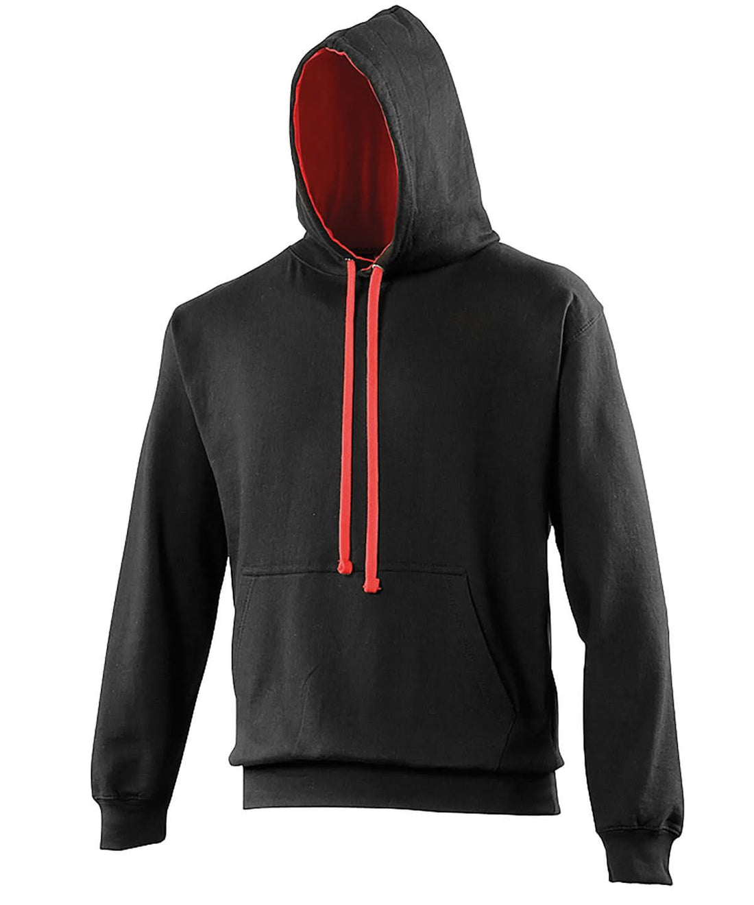 AWDis Just Hoods Varsity Hoodie Jet Blackfire Red JH003 - Jet Blackfire Red - Customisable Hoodies
