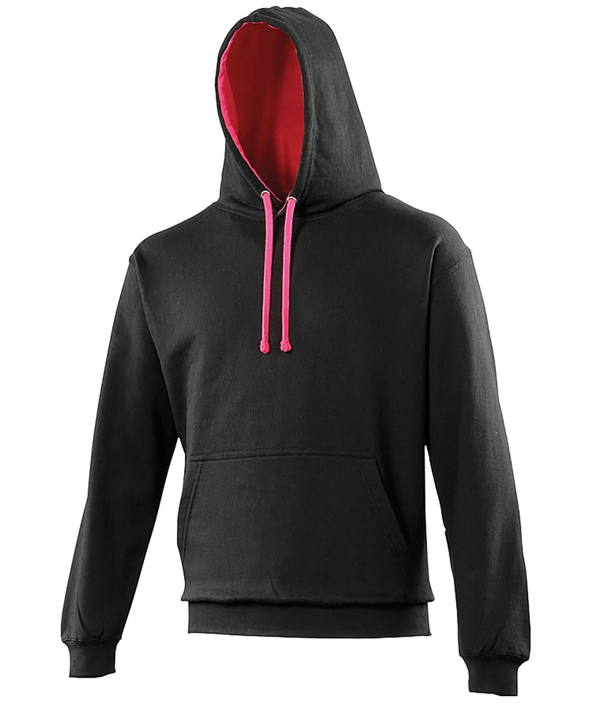 AWDis Just Hoods Varsity Hoodie Jet Blackhot Pink JH003 - Jet Blackhot Pink - Customisable Hoodies