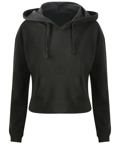 AWDis Just Hoods Womens cropped hoodie JH016 - Jet Black - Customisable Hoodies