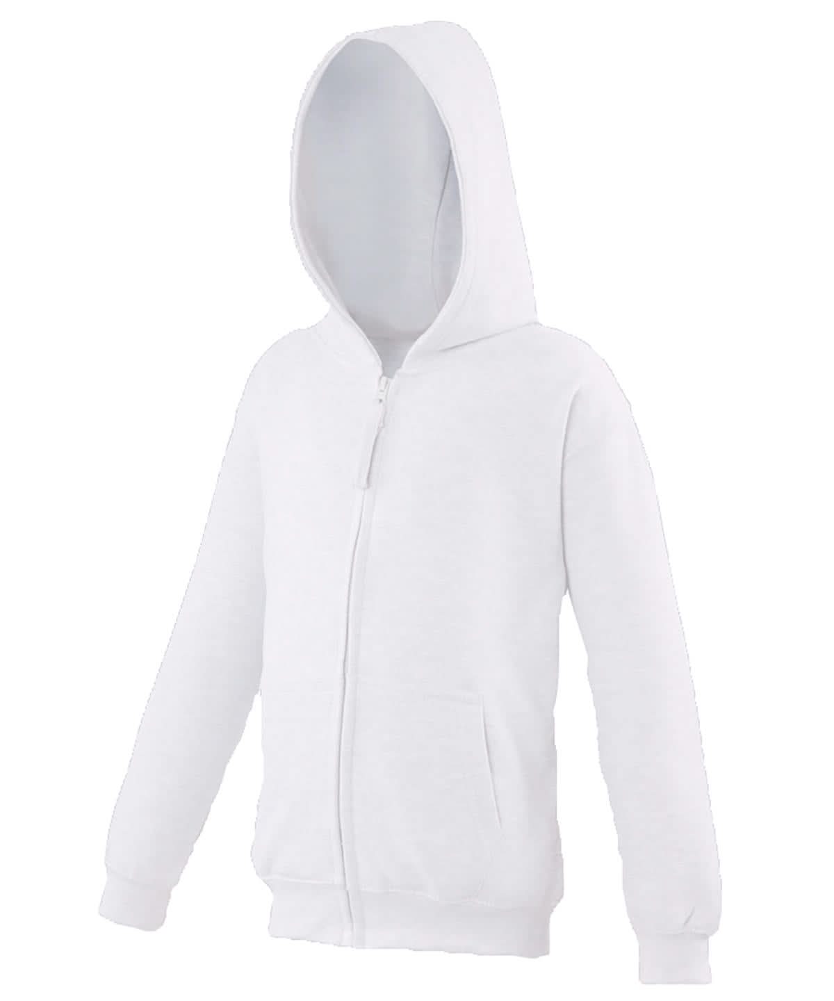 AWDis Just Hoods Kids zoodie JH50J - Arctic White - Customisable Hoodies