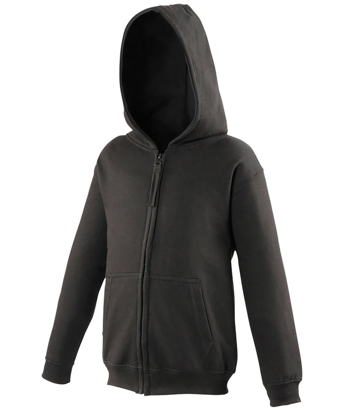 AWDis Just Hoods Kids zoodie JH50J - Jet Black - Customisable Hoodies