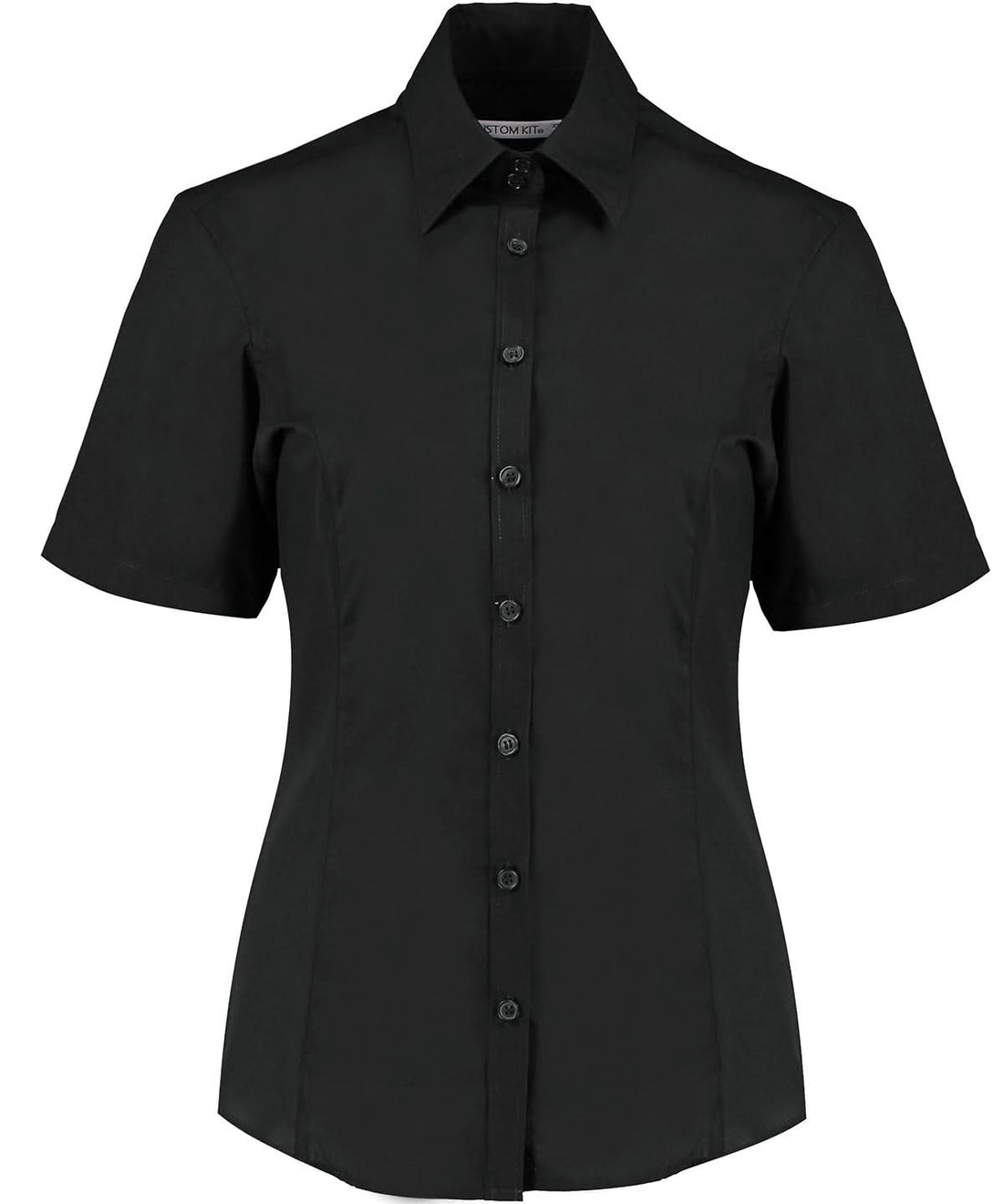 Kustom Kit Business blouse short sleeved tailored fit K742F - Black - Customisable Shirts