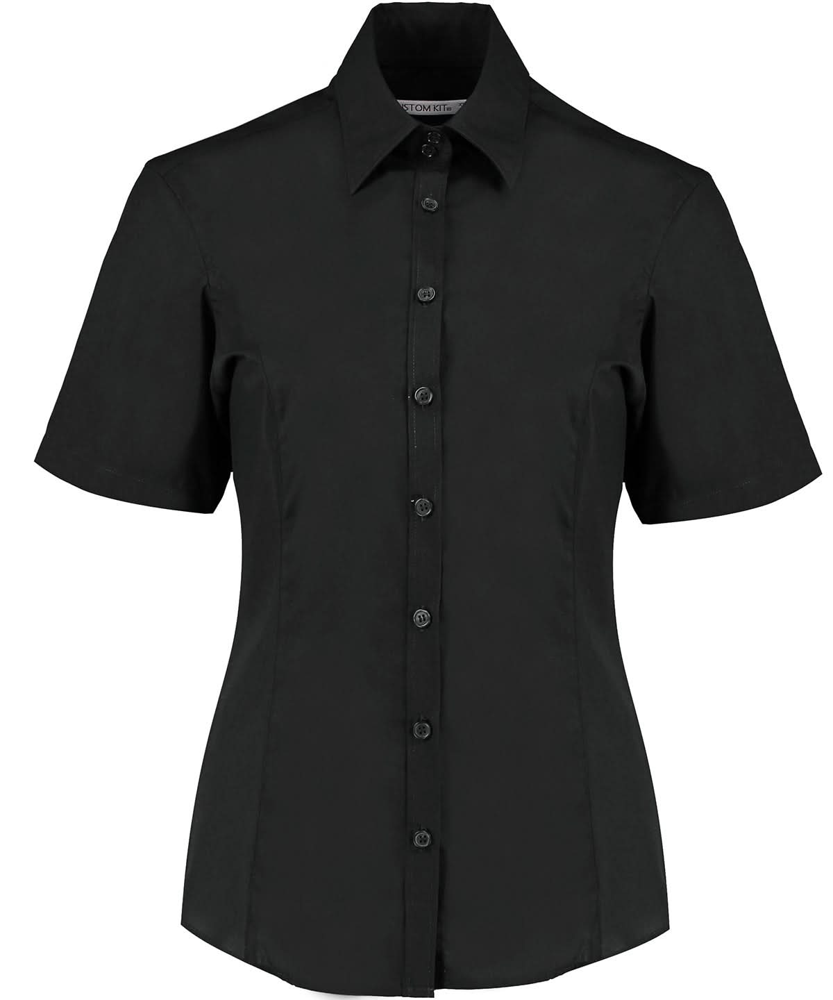 Kustom Kit Business blouse short sleeved tailored fit K742F - Black - Customisable Shirts