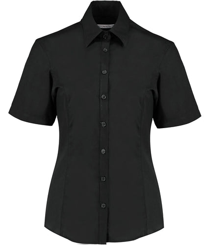 Kustom Kit Business blouse short sleeved tailored fit K742F - Black - Customisable Shirts