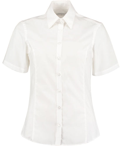 Kustom Kit Business blouse short sleeved tailored fit K742F - White - Customisable Shirts