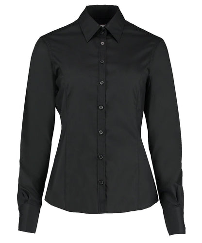 Kustom Kit Business blouse long sleeved tailored fit K743F - Black - Customisable Shirts
