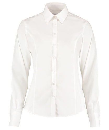 Kustom Kit Business blouse long sleeved tailored fit K743F - White - Customisable Shirts