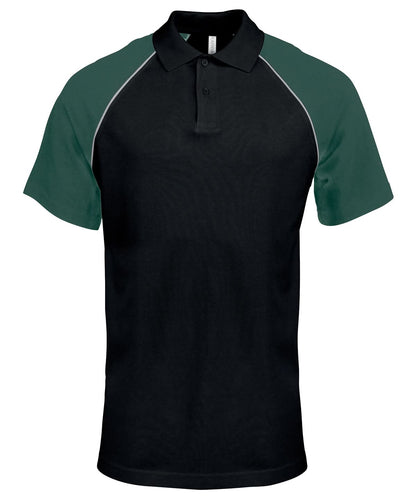 Kariban Polo baseball contrast polo shirt KB226 - Black Light Grey Green - Customisable Polos