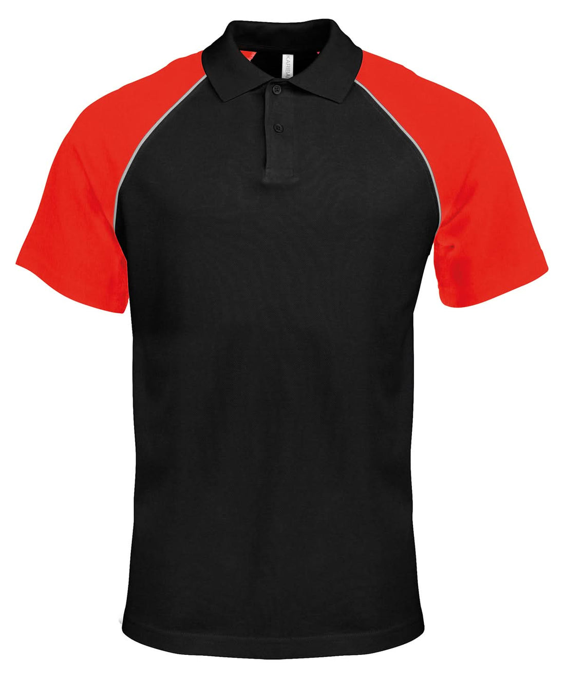 Kariban Polo baseball contrast polo shirt KB226 - Black Light Grey Red - Customisable Polos