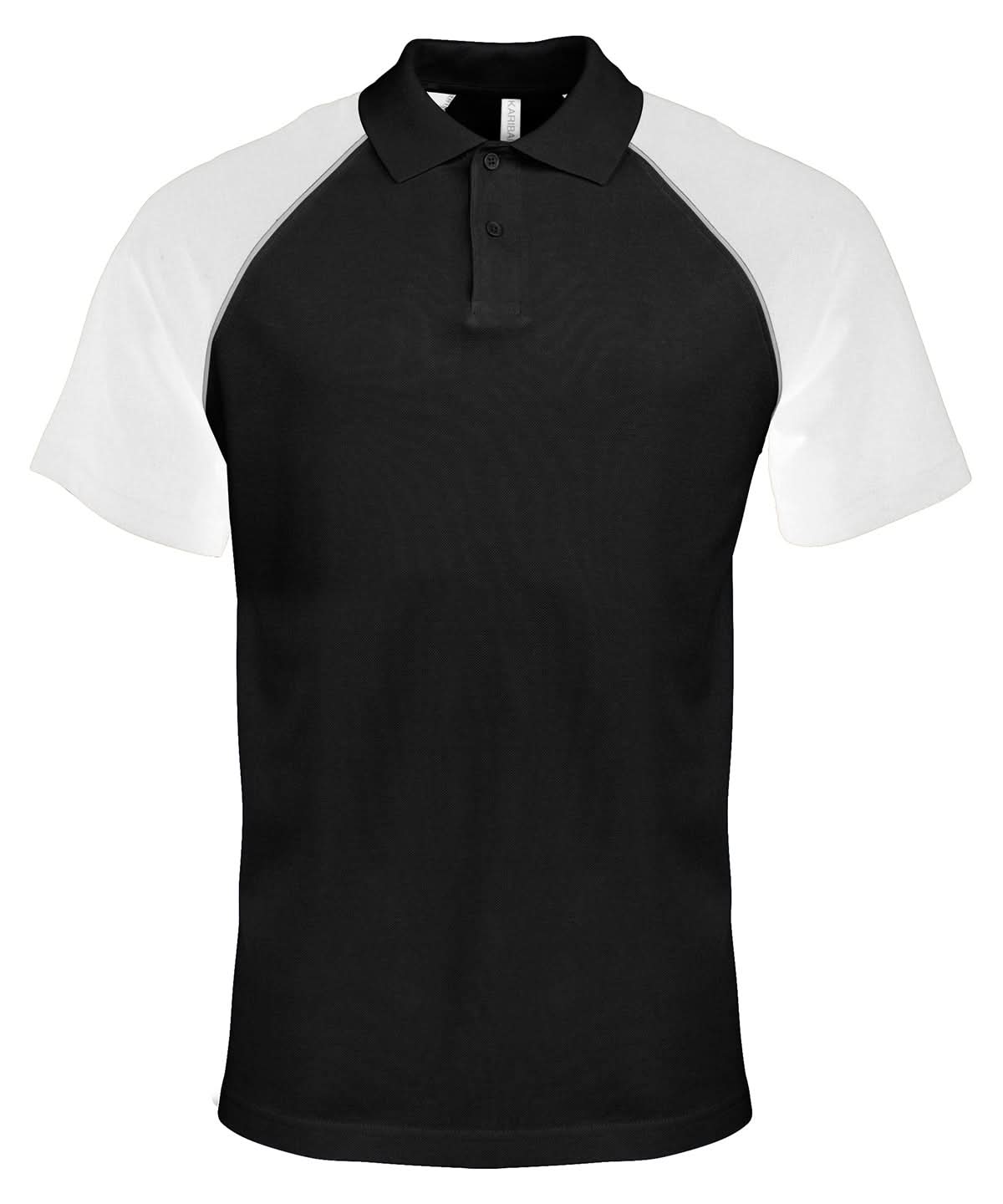 Kariban Polo baseball contrast polo shirt KB226 - Black Light Grey White - Customisable Polos