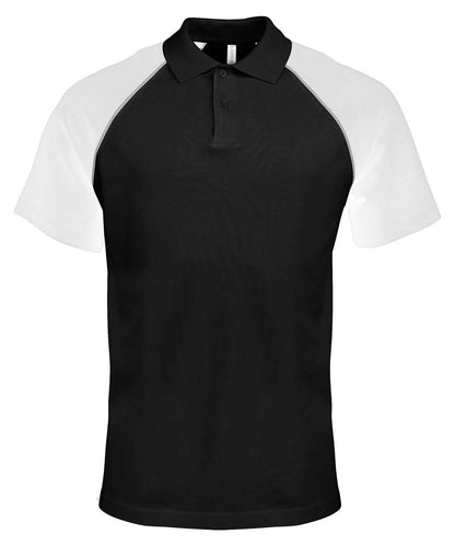 Kariban Polo baseball contrast polo shirt KB226 - Black Light Grey White - Customisable Polos