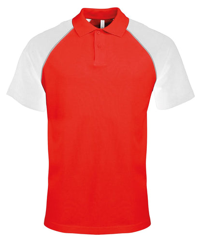 Kariban Polo baseball contrast polo shirt KB226 - Red Light Grey White - Customisable Polos