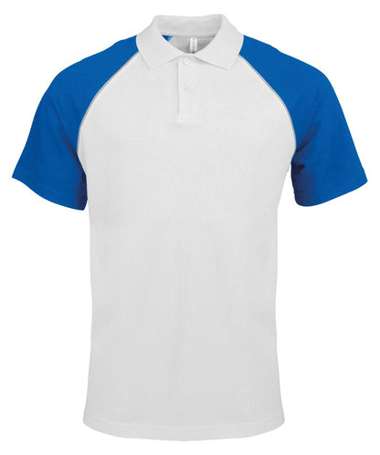 Kariban Polo baseball contrast polo shirt KB226 - White Light Grey Royal - Customisable Polos