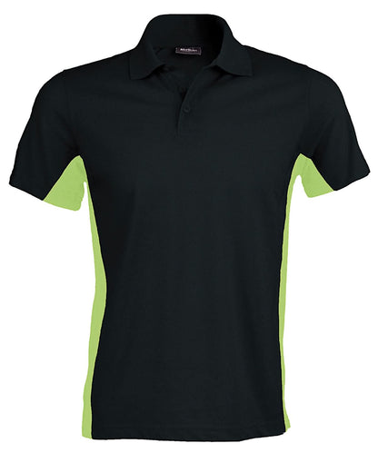 Kariban Flags short sleeve bi colour polo shirt KB232 - Black Lime - Customisable Polos