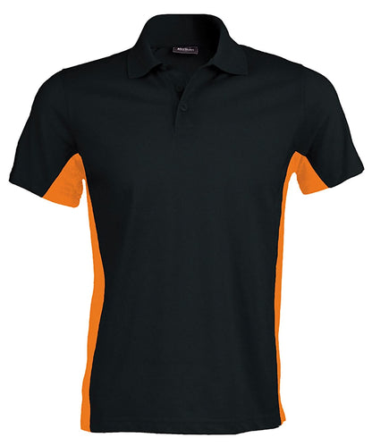 Kariban Flags short sleeve bi colour polo shirt KB232 - Black Orange - Customisable Polos