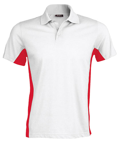 Kariban Flags short sleeve bi colour polo shirt KB232 - White Red - Customisable Polos