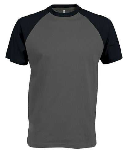 Kariban Baseball Short sleeved two tone T shirt KB330 - Slate Grey Black - Customisable T-Shirts
