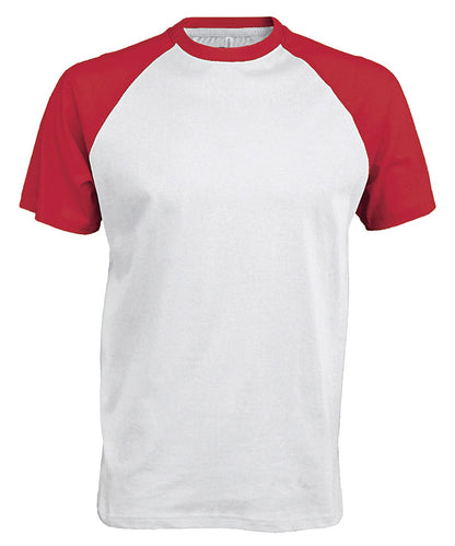 Kariban Baseball Short sleeved two tone T shirt KB330 - White Red - Customisable T-Shirts