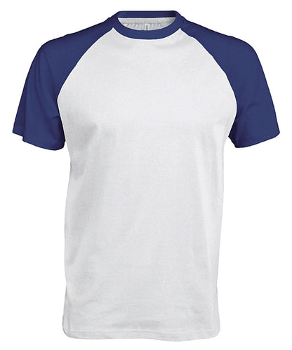 Kariban Baseball Short sleeved two tone T shirt KB330 - White Royal - Customisable T-Shirts