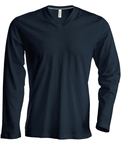 Kariban Mens long sleeved V neck T shirt KB358 - Dark Grey - Customisable T-Shirts