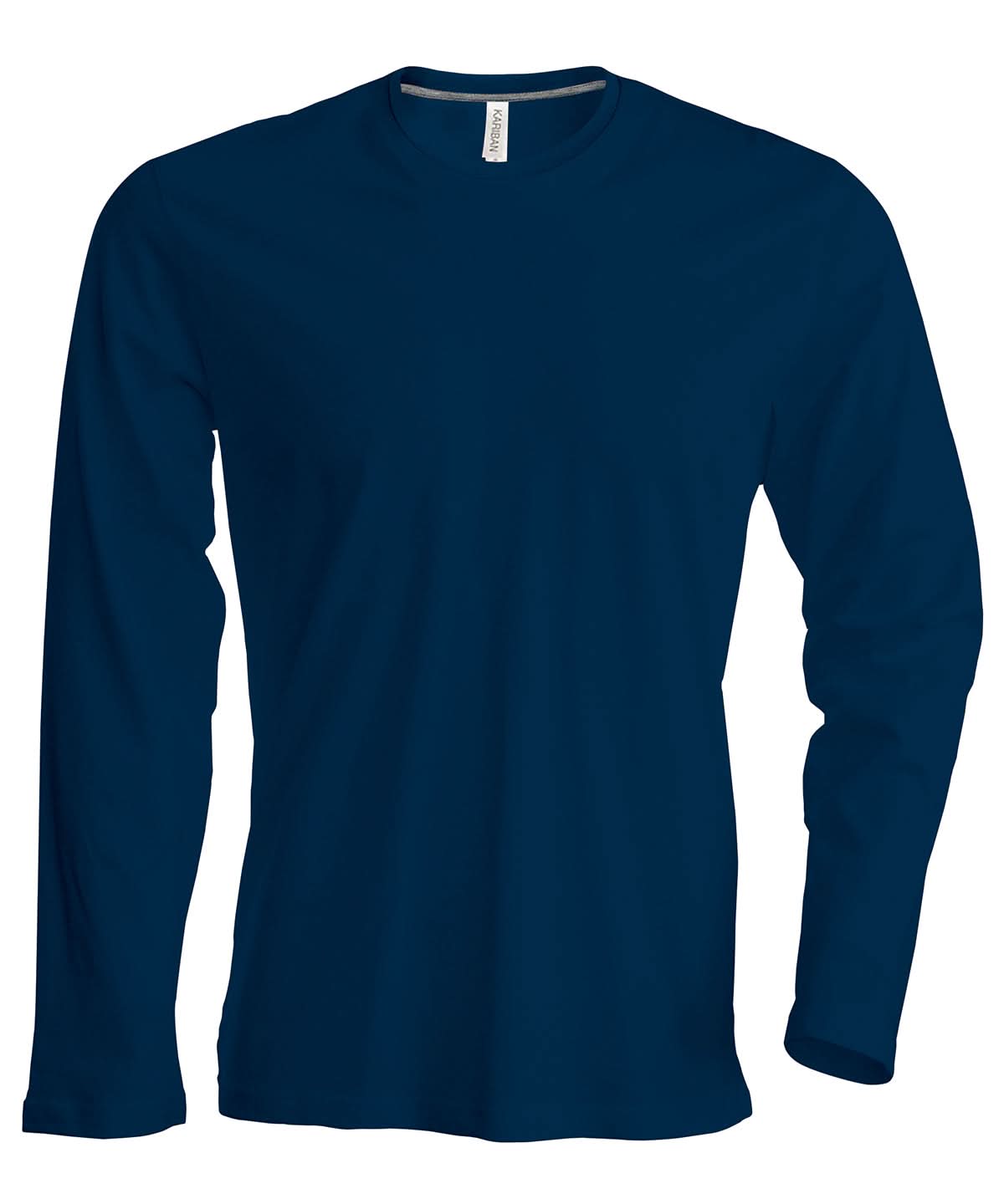 Kariban Mens long sleeved crew neck T shirt KB359 - Navy - Customisable T-Shirts