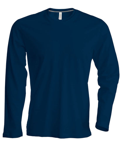 Kariban Mens long sleeved crew neck T shirt KB359 - Navy - Customisable T-Shirts