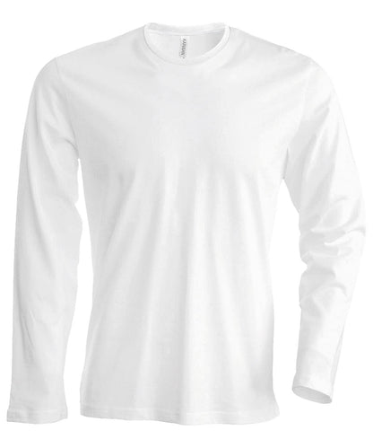 Kariban Mens long sleeved crew neck T shirt KB359 - White - Customisable T-Shirts