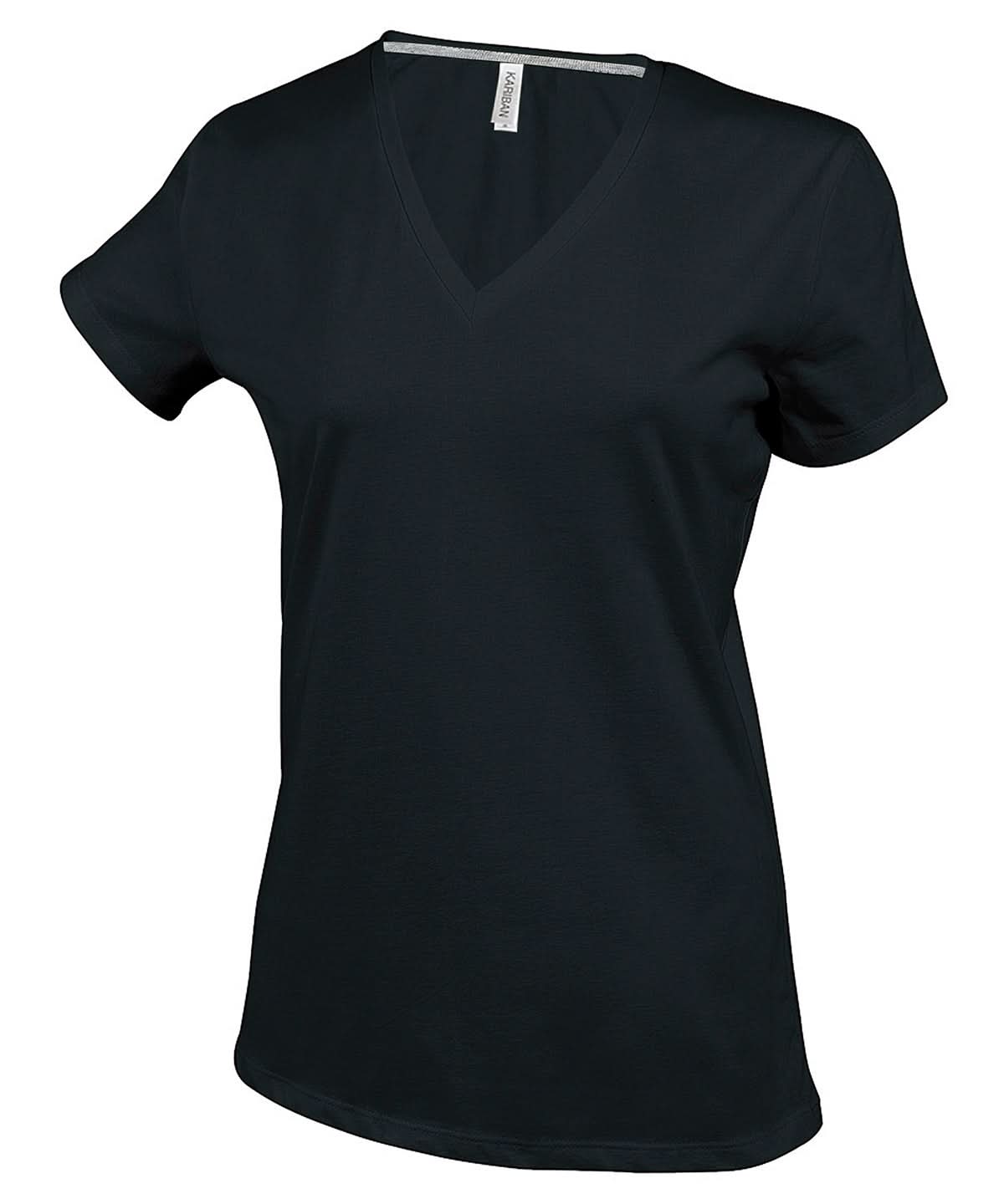 Kariban Ladies short sleeved V neck T shirt KB381 - Black - Customisable T-Shirts