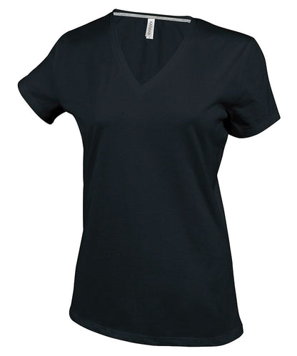 Kariban Ladies short sleeved V neck T shirt KB381 - Black - Customisable T-Shirts