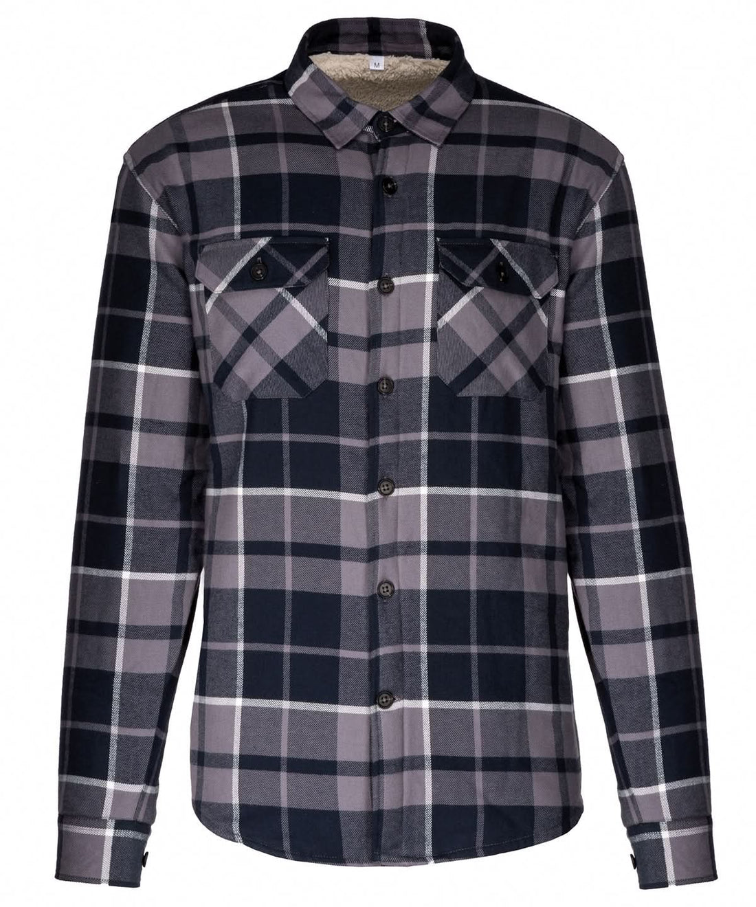 Kariban Sherpa lined checked shirt jacket KB579 - Storm Grey Navy - Customisable Jackets